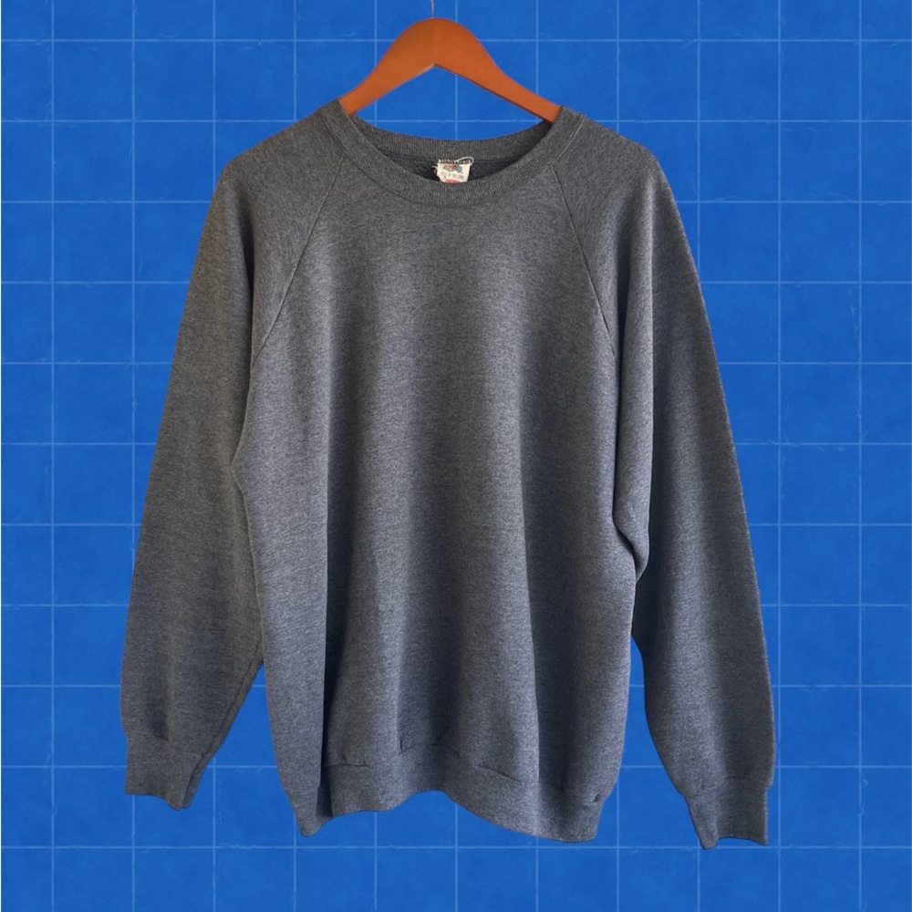 Vintage late 80s blank fruit of the loom raglan crewneck sweatshirt VTG